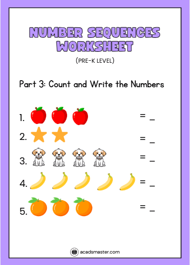 Colorful Number Sequencing Counting Worksheet