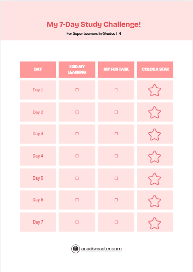 Free Printable 7-Day Study Challenge Tracker