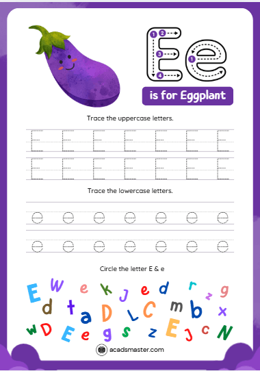 Letter Tracing Worksheet – Letter E
