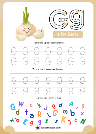 Letter Tracing Worksheet – Letter G