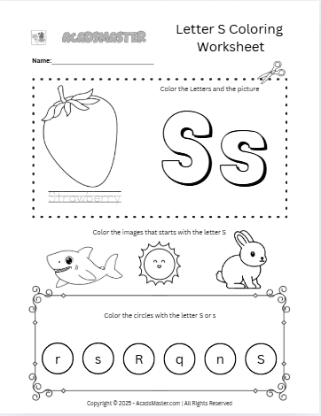 Letter S Coloring  Worksheet