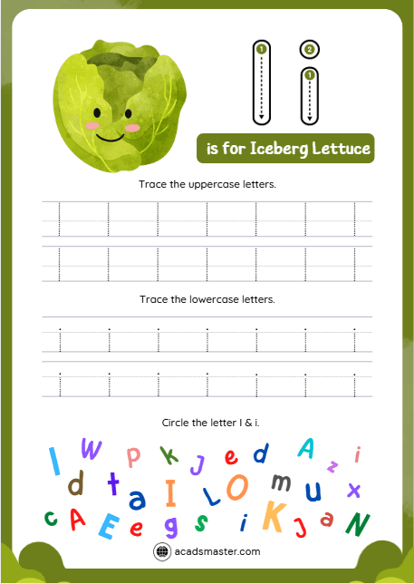 Letter Tracing Worksheet – Letter I