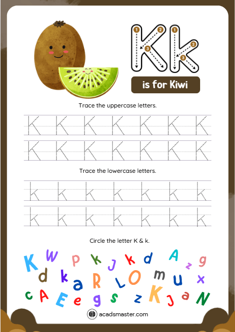 Letter Tracing Worksheet – Letter K