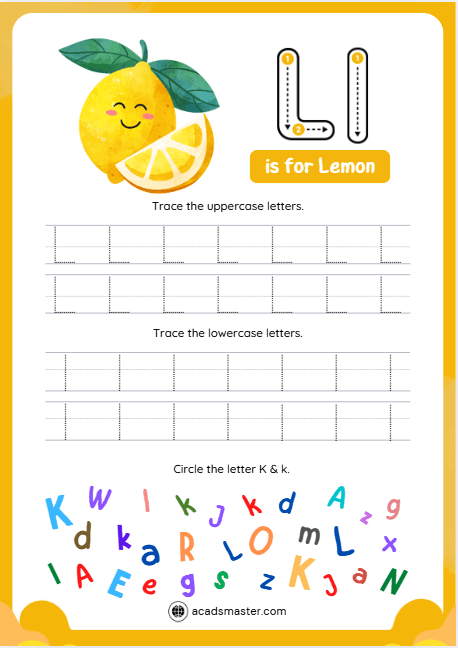 Letter L Coloring  Worksheet