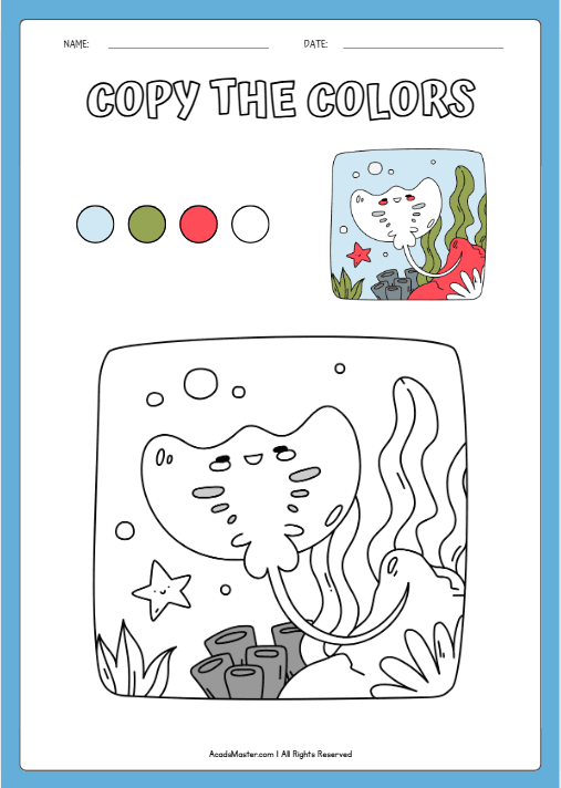 cute stingray Copy the Color Worksheet!