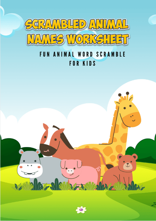 Fun Scrambled Animal Names Worksheet for Kids